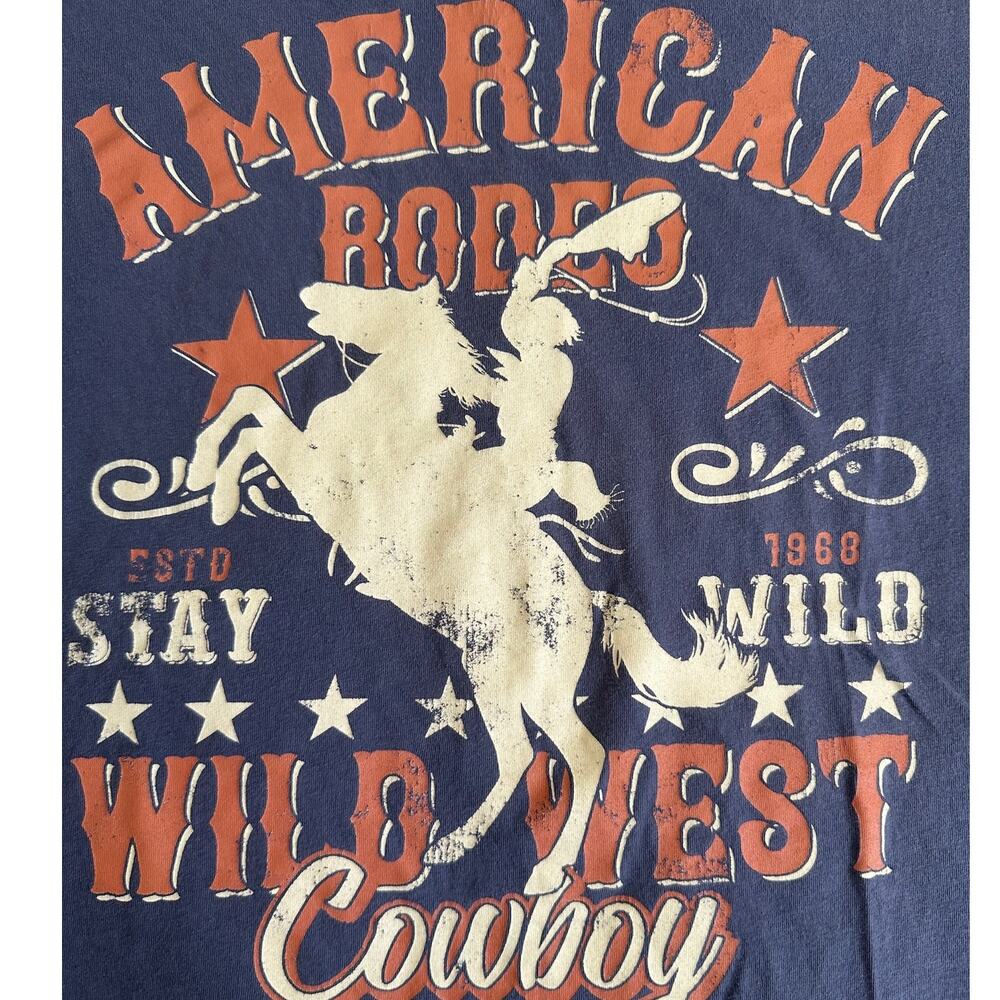 Western Cowboy Graphic Tee American Rodeo Wild West Shirt Womens Casual
